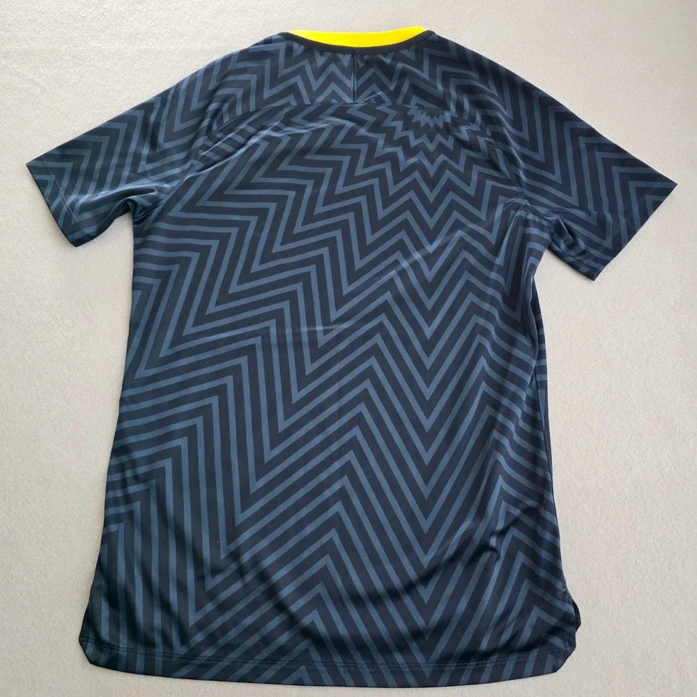 Nike Brazil CBF Pre-Match Training Jersey Mens Medium Navy Zigzag Dri-FIT